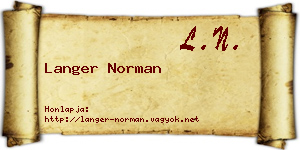 Langer Norman névjegykártya
